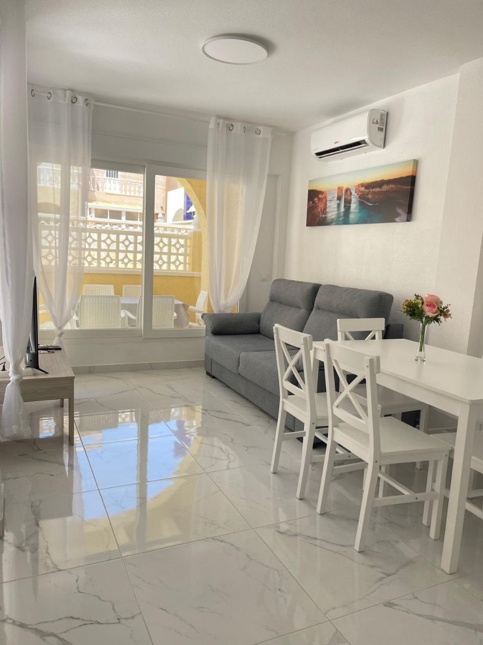 Bright living room with PVC windows