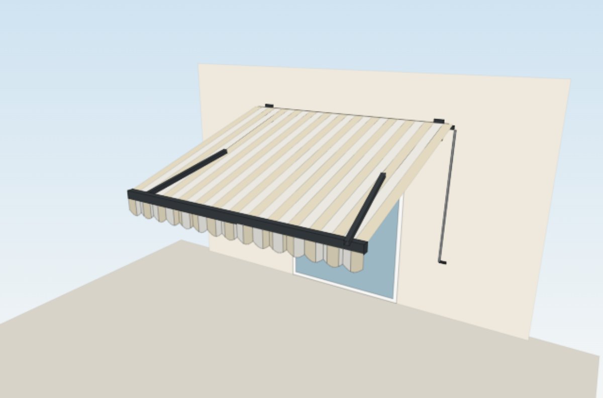 Folding-arm awning designed in 3D